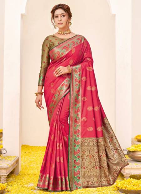 Pink Colour SANGAM RAJBALA New Designer Fancy Festive Wear Silk Saree Collection 7104